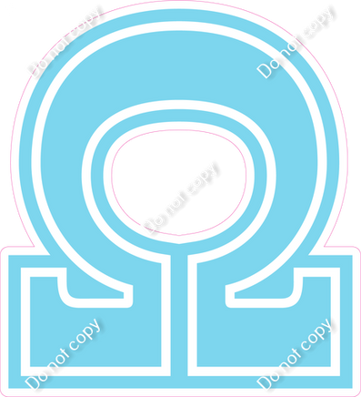18" Greek Individual Flat Baby Blue - Alphabet Pieces Omega
