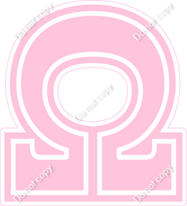18" Greek Individual Flat Baby Pink - Alphabet Pieces Omega