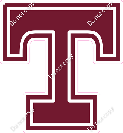 18" Greek Individual Flat Burgundy - Alphabet Pieces Tau