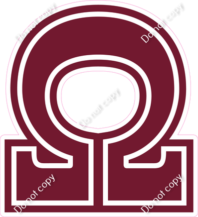 18" Greek Individual Flat Burgundy - Alphabet Pieces Omega