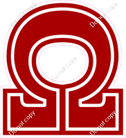 18" Greek Individual Flat Crimson - Alphabet Pieces Omega