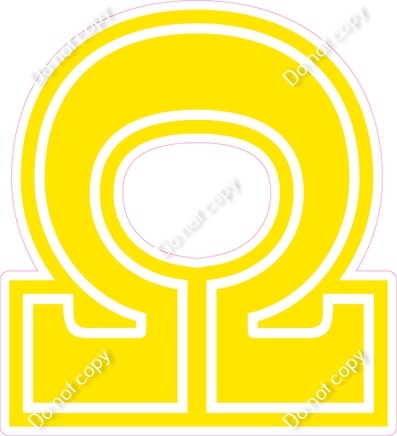 18" Greek Individual Flat Yellow - Alphabet Pieces Omega