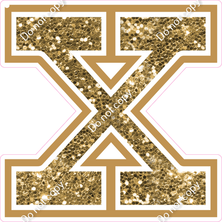 18" Greek Individual Gold Sparkle - Alphabet Pieces Chi