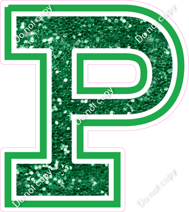 18" Greek Individual Green Sparkle - Alphabet Pieces Rho