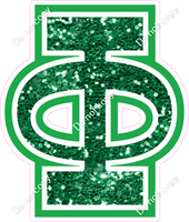 18" Greek Individual Green Sparkle - Alphabet Pieces Phi
