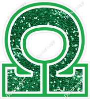 18" Greek Individual Green Sparkle - Alphabet Pieces Omega