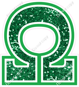 18" Greek Individual Green Sparkle - Alphabet Pieces Omega