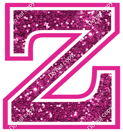 18" Greek Individual Hot Pink Sparkle - Alphabet Pieces Zeta