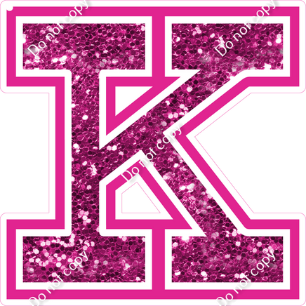 18" Greek Individual Hot Pink Sparkle - Alphabet Pieces Kappa