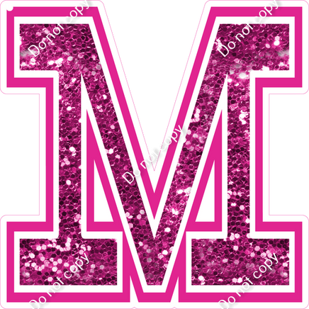 18" Greek Individual Hot Pink Sparkle - Alphabet Pieces Mu