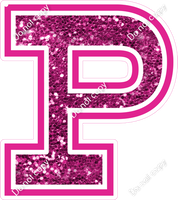 18" Greek Individual Hot Pink Sparkle - Alphabet Pieces Rho