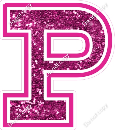 18" Greek Individual Hot Pink Sparkle - Alphabet Pieces Rho