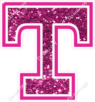18" Greek Individual Hot Pink Sparkle - Alphabet Pieces Tau