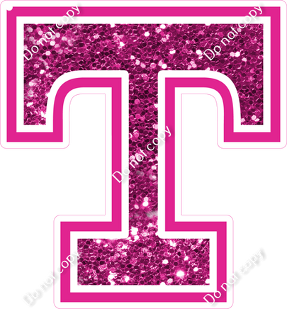18" Greek Individual Hot Pink Sparkle - Alphabet Pieces Tau