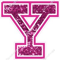 18" Greek Individual Hot Pink Sparkle - Alphabet Pieces Upsilon