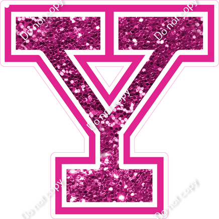 18" Greek Individual Hot Pink Sparkle - Alphabet Pieces Upsilon