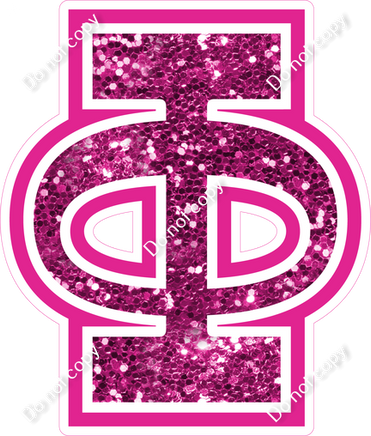 18" Greek Individual Hot Pink Sparkle - Alphabet Pieces Phi