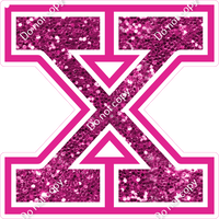 18" Greek Individual Hot Pink Sparkle - Alphabet Pieces Chi