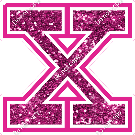 18" Greek Individual Hot Pink Sparkle - Alphabet Pieces Chi