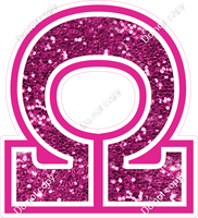 18" Greek Individual Hot Pink Sparkle - Alphabet Pieces Omega