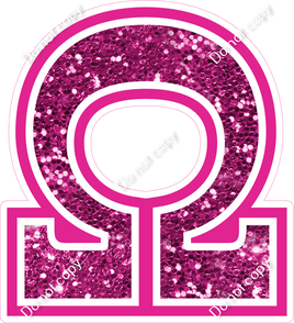 18" Greek Individual Hot Pink Sparkle - Alphabet Pieces Omega
