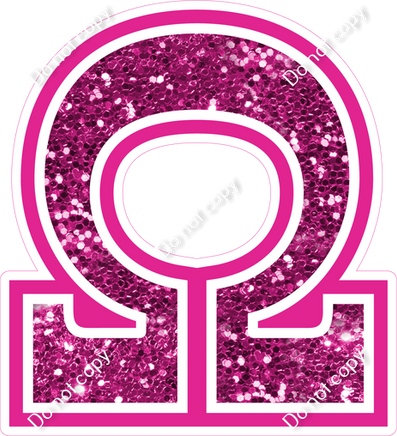 18" Greek Individual Hot Pink Sparkle - Alphabet Pieces Omega