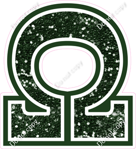 18" Greek Individual Hunter Green Sparkle - Alphabet Pieces Omega