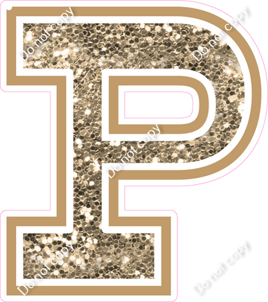 18" Greek Individual Khaki Sparkle - Alphabet Pieces Rho