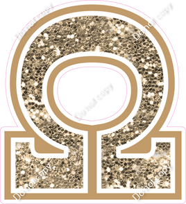 18" Greek Individual Khaki Sparkle - Alphabet Pieces Omega