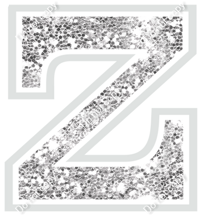 18" Greek Individual Light Silver Sparkle - Alphabet Pieces Zeta