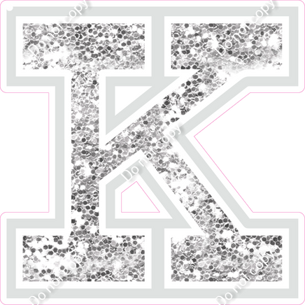 18" Greek Individual Light Silver Sparkle - Alphabet Pieces Kappa