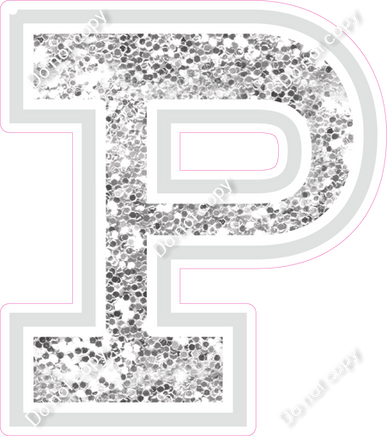 18" Greek Individual Light Silver Sparkle - Alphabet Pieces Rho