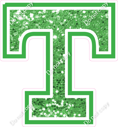 18" Greek Individual Lime Green Sparkle - Alphabet Pieces Tau