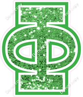18" Greek Individual Lime Green Sparkle - Alphabet Pieces Phi