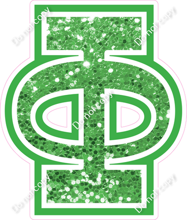 18" Greek Individual Lime Green Sparkle - Alphabet Pieces Phi