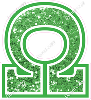 18" Greek Individual Lime Green Sparkle - Alphabet Pieces Omega
