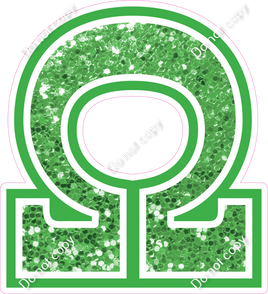 18" Greek Individual Lime Green Sparkle - Alphabet Pieces Omega