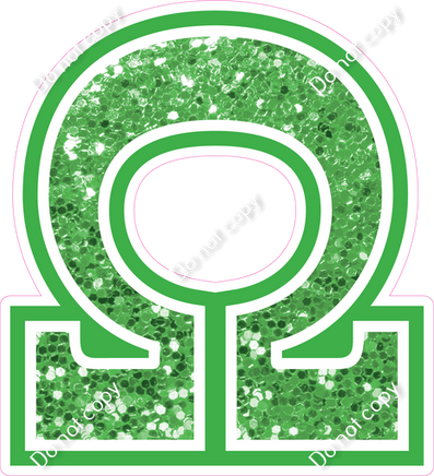 18" Greek Individual Lime Green Sparkle - Alphabet Pieces Omega