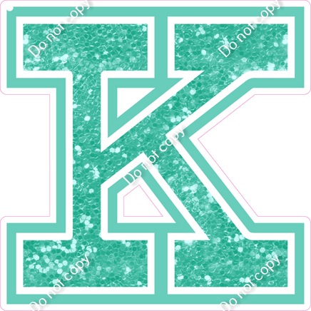 18" Greek Individual Mint Sparkle - Alphabet Pieces Kappa