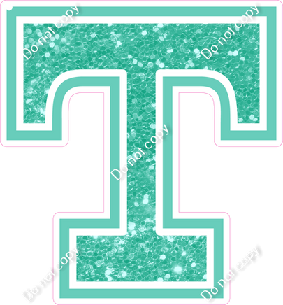 18" Greek Individual Mint Sparkle - Alphabet Pieces Tau