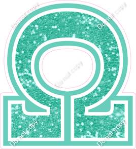 18" Greek Individual Mint Sparkle - Alphabet Pieces Omega