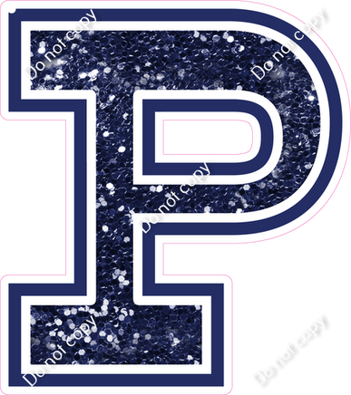 18" Greek Individual Navy Blue Sparkle - Alphabet Pieces Rho