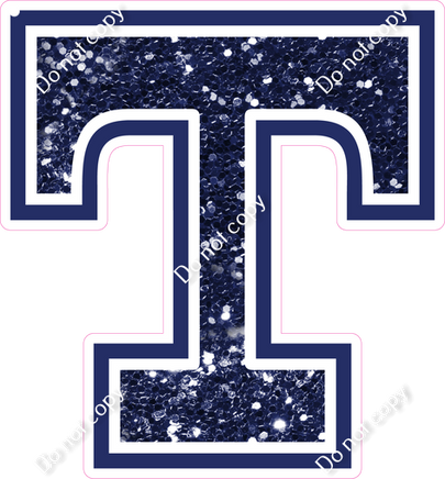 18" Greek Individual Navy Blue Sparkle - Alphabet Pieces Tau