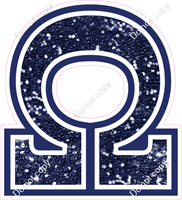 18" Greek Individual Navy Blue Sparkle - Alphabet Pieces Omega