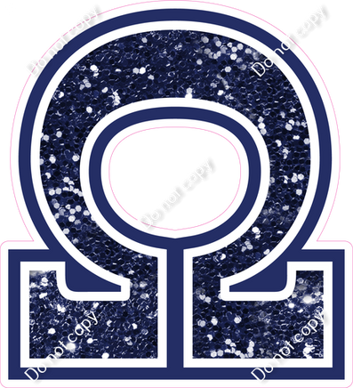 18" Greek Individual Navy Blue Sparkle - Alphabet Pieces Omega