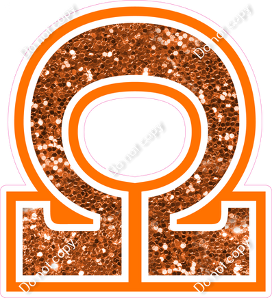 18" Greek Individual Orange Sparkle - Alphabet Pieces Omega