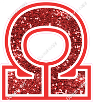 18" Greek Individual Red Sparkle - Alphabet Pieces Omega
