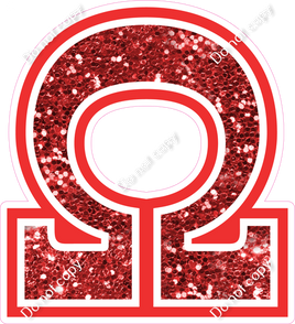 18" Greek Individual Red Sparkle - Alphabet Pieces Omega