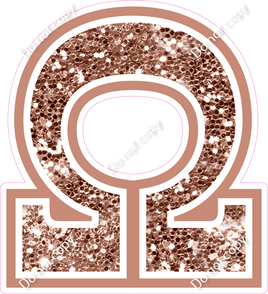 18" Greek Individual Rose Gold Sparkle - Alphabet Pieces Omega