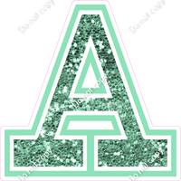18" Greek Individual Sea Foam Sparkle - Alphabet Pieces Alpha